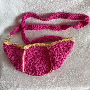 Handcrafted Pink Crochet crossbody purse